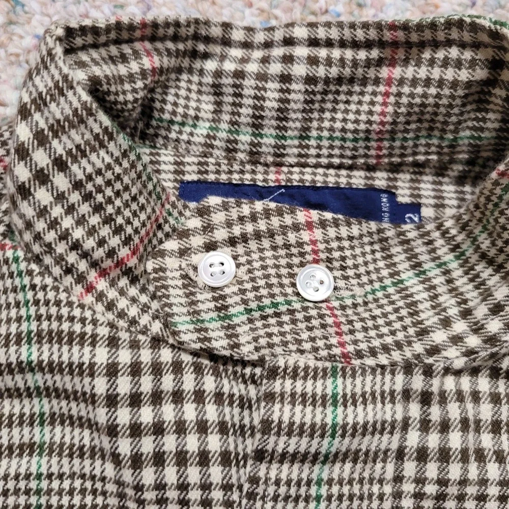 Ralph Lauren Shirt Boys 12 Plaid Mandarin Band Collar Button Up Long Sleeve Pony